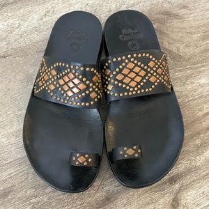 Calleen Cordero black sandal brass studs